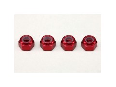 ZC-N3AR　アルミ製 3mm ナイロンロックナット(レッド)各4個入り