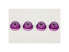 ZC-N4AFLPU　アルミ製 4mm 薄型 フランジ付きナイロンロックナット(パープル)各4個入り