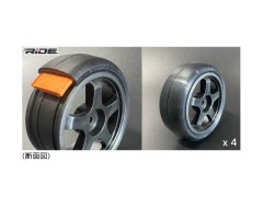 36087　ベルテッドスリックタイヤ + ５スポークホイールブラック + モールドインナーC30  (接着済みタイヤ)  ４個入