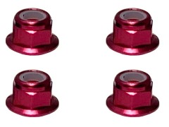 SGX-04FR　アルミフランジナイロンナット　M4　レッド　4pcs