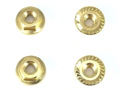 SGX-04SG　アルミフランジセレートナット　M4　ゴールド　4pcs