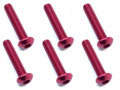 NAX-315R　70-75 ジュラルミン ヘックスボタンビス 3x15 (レッド/6本入)