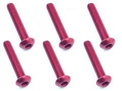 NAX-318R　70-75 ジュラルミン ヘックスボタンビス 3x18 (レッド/6本入)