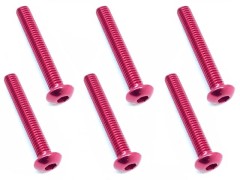 NAX-320R　70-75 ジュラルミン ヘックスボタンビス 3x20 (レッド/6本入)