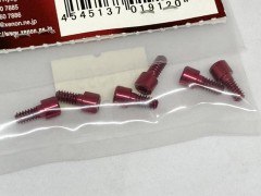 OPT-0080R　1/12用2mmHEX仕様リヤタイヤ取付 7075マシンカットビス(レッド) 6本入