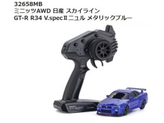 【2026年6月入荷予定 予約 】32658MB 日産 スカイラインGT-R R34 V.specⅡニュル メタリックブルー ミニッツAWD レディセット　京商 / KYOSHO