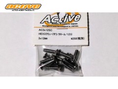 AC3x12SC　3x12mmHEXスクリュー(サラ/クローム/12個)
