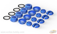 AC434B　アルミ・カラードショックパーツセット（ブルー）TRFダンパー用4本分