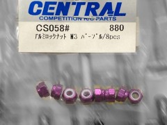 CS058#　アルミロックナット M3 パープル/8pcs