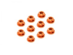 960241O#　アルミナット【M4フランジセレーション/オレンジ/10pcs】