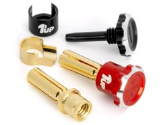1UP-190445　Lockdown Adjustable Bullet Plugs - 4mm - Red/Black
