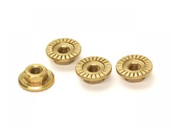 SMJ1345L　マシンカット真鍮セレート付大径フランジホイールナット M4（4個）