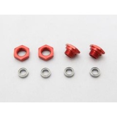 WP-0153　タミヤ2駆バギー用フロント六角ホイールハブ レッド OP-89ホイール用