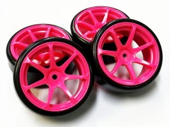 HD-031PK　ホイールはめ込み済みドリフトタイヤ(T7ホイール オフセット1 ピンク)