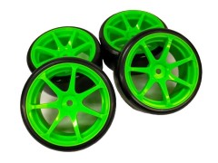 HD-031G　ホイールはめ込み済みドリフトタイヤ(T7ホイール オフセット1 グリーン)