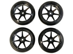 HD-091BK　ホイールはめ込み済み 引っ張りドリフトタイヤ（AVS MODEL T7ホイール オフセット1 ブラック)