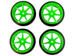 HD-091G　ホイールはめ込み済み 引っ張りドリフトタイヤ（AVS MODEL T7ホイール オフセット1 グリーン)