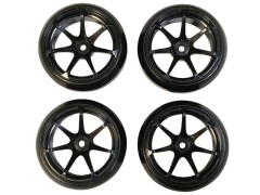 HD-093BK　ホイールはめ込み済み 引っ張りドリフトタイヤ（AVS MODEL T7ホイール オフセット3 ブラック)