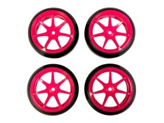 HD-093PK　ホイールはめ込み済み 引っ張りドリフトタイヤ（AVS MODEL T7ホイール オフセット3 ピンク)