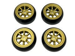 HD-112G　ホイールはめ込み済み引っ張りドリフトタイヤ（RS ワタナベ エイトスポークホイール オフセット2 ゴールド）