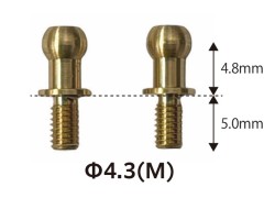 ET-085　真鍮ピロボール Φ4.3 (M)  首上4.8mm/ネジ部5.0mm　2個入