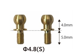ET-086　真鍮ピロボール Φ4.8 (S)  首上4.0mm/ネジ部5.0mm　2個入