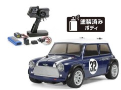 【3月発売】47515　ミニクーパーレーシング ブルー塗装済みボディ (MB-01シャーシ)組立キット +タミヤ：ファインスペック 電動RCドライブセット（未組立） ≪ラジコン≫