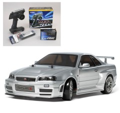 58605 TAMIYA/タミヤ　1/10 RC ニスモ R34 GT-R Z-tune（TT-02D）ドリフトスペック 組立キット+サンワ：MX-6 コンピュータプロポ付きオリジナルフルセット （未組立） ≪ラジコン≫