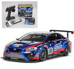 58645 TAMIYA/タミヤ　1/10 RC SUBARU WRX STI NBRチャレンジ（TT-02シャーシ) 組立キット+サンワ：MX-6 コンピュータプロポ付きオリジナルフルセット （未組立） ≪ラジコン≫