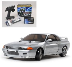 58651 TAMIYA/タミヤ　1/10 RC NISSAN スカイラインGT-R (R32)(TT-02Dシャーシ)ドリフトスペック 組立キット+サンワ：MX-6 コンピュータプロポ付きオリジナルフルセット （未組立） ≪ラジコン≫