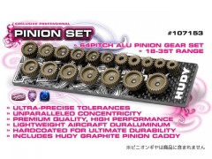 107153#　HUDYアルミピニオンギヤ(18ヶ/64ピッチ)&キャディー