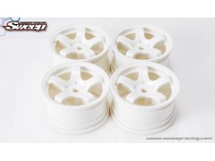 SW0001　ミニ用5本スポークホイール タイプA ホワイト4個入