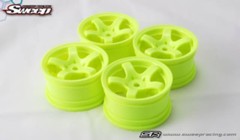 SW0011　ミニ用5本スポークホイール タイプA イエロー4個入